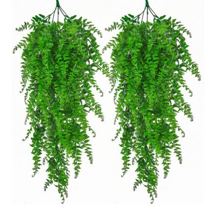 Set 2 Plante Artificiale Tip Iedera Teno®, ramuri agatatoare, aspect natural, rezistente la conditii meteo, frunze detasabile, interior/exterior, 85 cm, verde