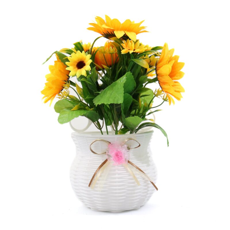 Aranjament Cu Flori Artificiale, Sunny, Galben, 28 cm