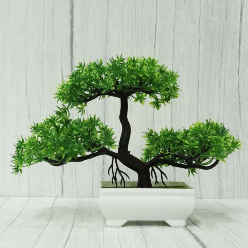 Bonsai decorativ artificial in ghiveci, Verde, 29 cm, MCT-18K211V