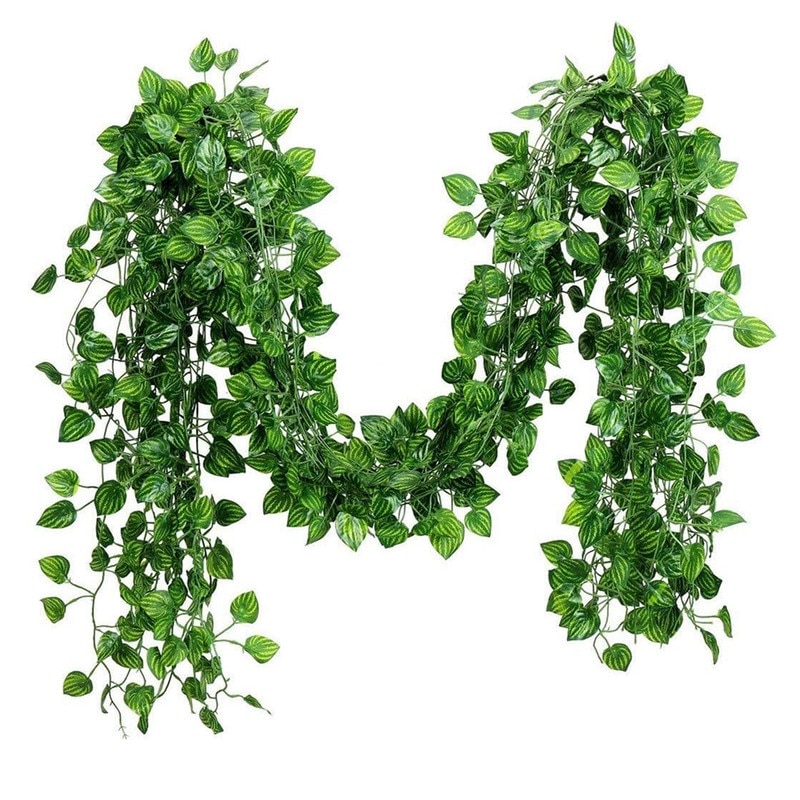 Ghirlanda artificiala YSBER, Set 12 ghirlande decorative iedera watermelon leaf artificiala, 25.2 m, pentru decor interior si exterior, Verde