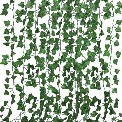 Set 12 Ghirlande Artificiale YSBER, Frunze Verzi, 2.1m, Verde, 25.2m Total
