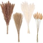 Set 100 flori decorative, NUODWELL, Diferite stiluri de iarba pampas, multicolor