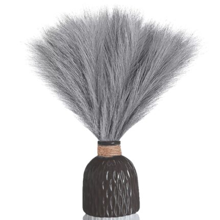 Iarba de Pampas Sintetica CCmax, Premium, pentru Decoratiuni Interioare-Exterioare in Casa sau la Evenimente, Gri, set 3 fire, 440 mm