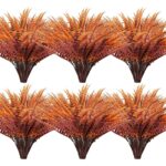 Set 12 Buchete Flori Artificiale feriga, NUODWELL, Material plastic, rezistent la UV, care nu se decoloreaza, aspect simulat, potrivit ca decor de gradina, rosu