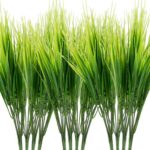Set 12 Buchete Iarba Artificiala, NUODWELL, Grau simulat, rezistent la UV, material plastic, aspect real, decor de gradina, verde