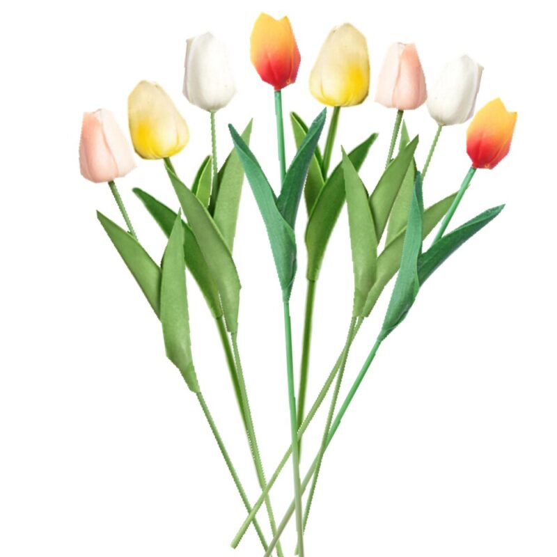 Buchet 8 flori artificiale de Lalele, Ronyes®, 10cm, Multicolor