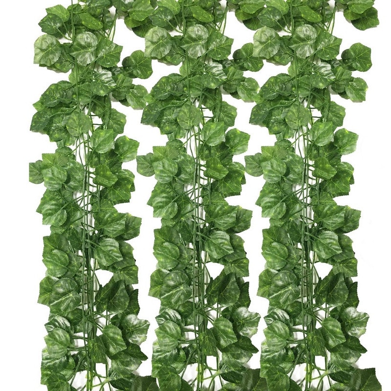 Ghirlanda artificiala YSBER, Set 12 ghirlande decorative iedera / Hedera frunze de struguri artificiala, 25.2 m, pentru decor interior si exterior, Verde