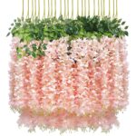 Set 12 Bucati Planta Artificiala Curgatoare Glicina Wisteria Roz, Lungime 1.1 m