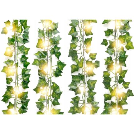 Set 6 ghirlande iedera artificiala de perete, 2.1m, LED, verde