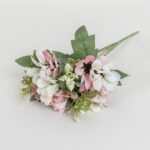 Buchet flori artificiale, 5 fire, culoare roz deschis, H 30 cm, B.S.P. / SL177_1