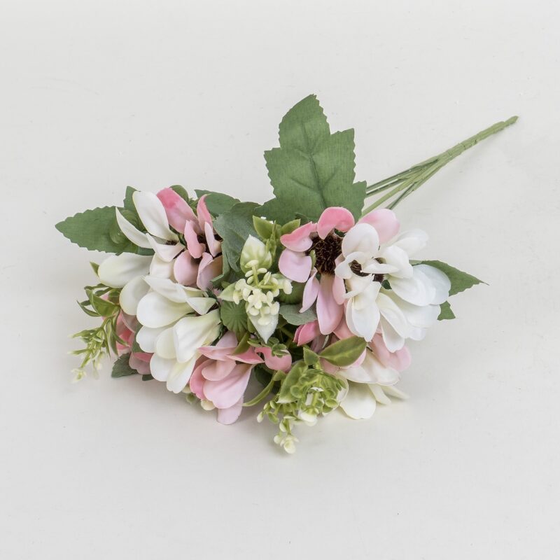 Buchet flori artificiale, 5 fire, culoare roz deschis, H 30 cm, B.S.P. / SL177_1