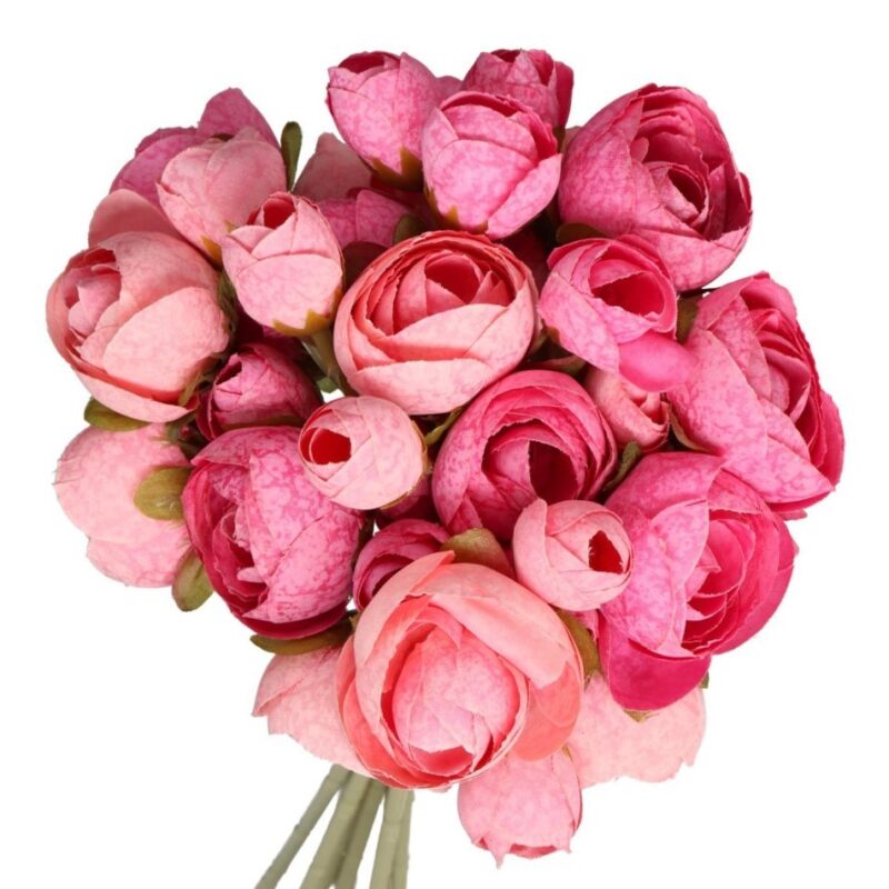 Flori artificiale, Satin, Bujori, 30 cm, Roz