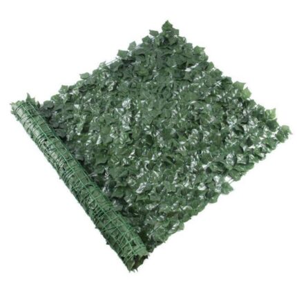 Gard artificial cu frunze pentru gradina, 300 x 100 cm, verde inchis