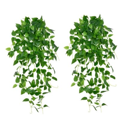 Set 2 ghirlande decorative iedera artificiala, SINBINTA, Simulare de maiestrie, Reutilizabile, Nu se estompeaza, Mara intretinere, Hipoalergenic, Pentru decoratiuni interioare si exterioare, Plastic, 100cm, Verde