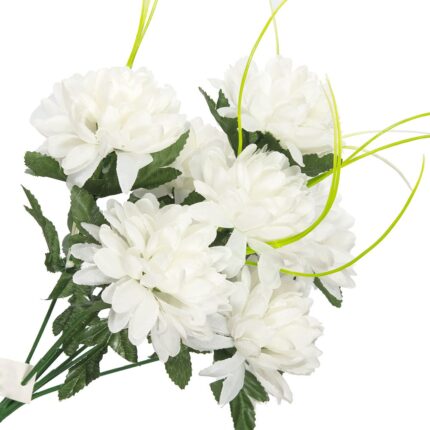 Buchet 7 flori artificiale, Dekolo, Crizanteme, 32 cm, Alb