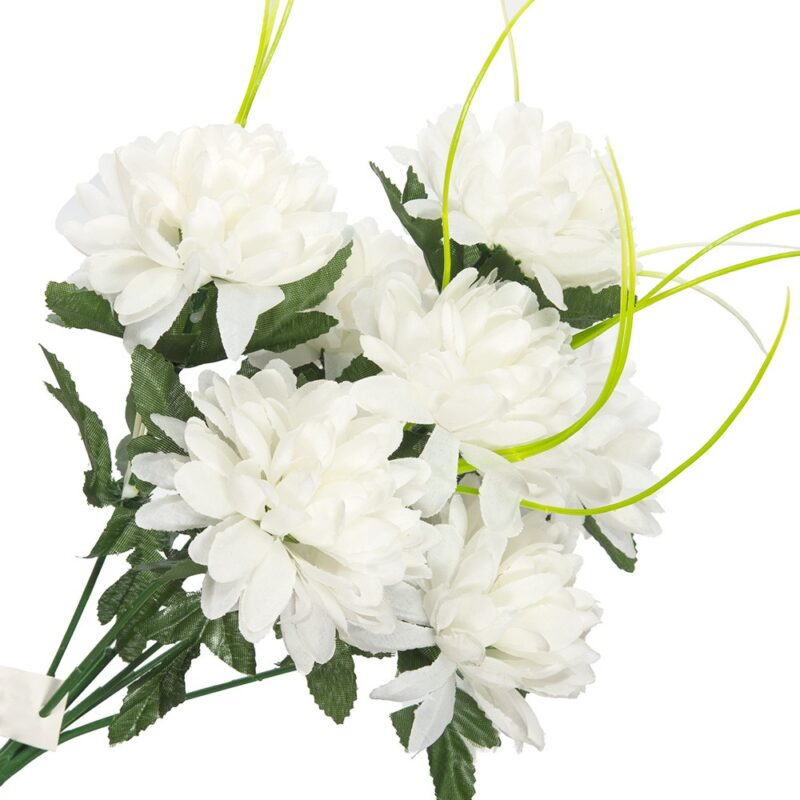 Buchet 7 flori artificiale, Dekolo, Crizanteme, 32 cm, Alb