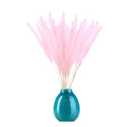 Buchet 15 Flori Uscate din Iarba de Pampas Naturala pentru Design, Amenajari si Decoratiuni Interioare, 60 cm, Roz