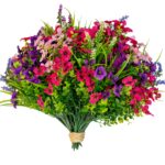 Set 8 Buchete Flori Artificiale, ARKOTEX, Rezistente UV, Plastic, Roz Rosu Albastru, 35cm Inaltime
