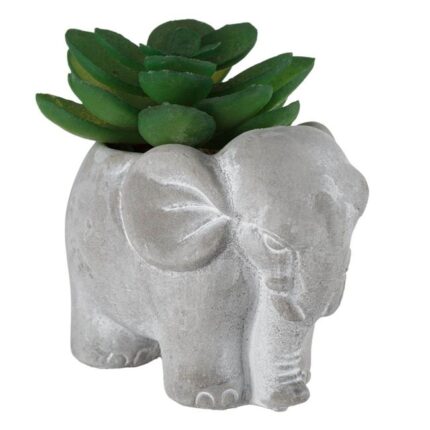 Ghiveci Decorativ Elefant cu Planta Artificiala 8x5x7.5cm
