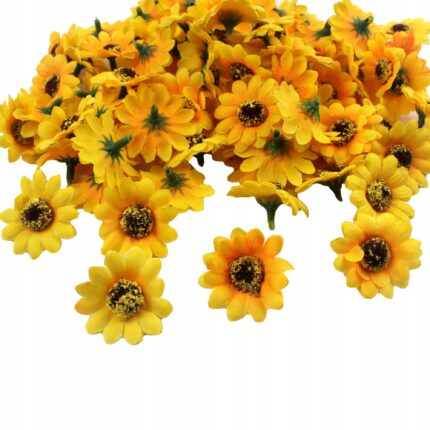 Set 50x Flori artificiale DIY, Textil, 4 cm, Galben