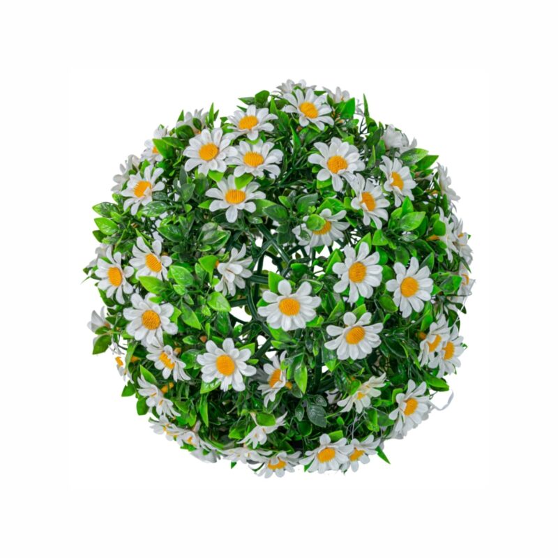 Sfera din plante artificiale, cu flori, Naimeed D5950, Vernil, 100mm