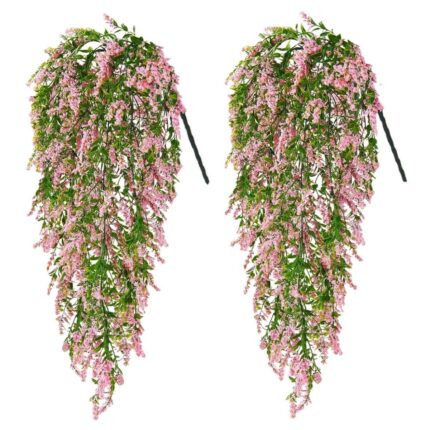 Set 2 flori artificiale decorative, MunDeir, Plastic, 55cm, Roz