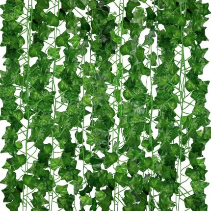 Set 12 ghirlande decorative iedera artificiala, Matase/Plastic, 210cm, Verde Spring