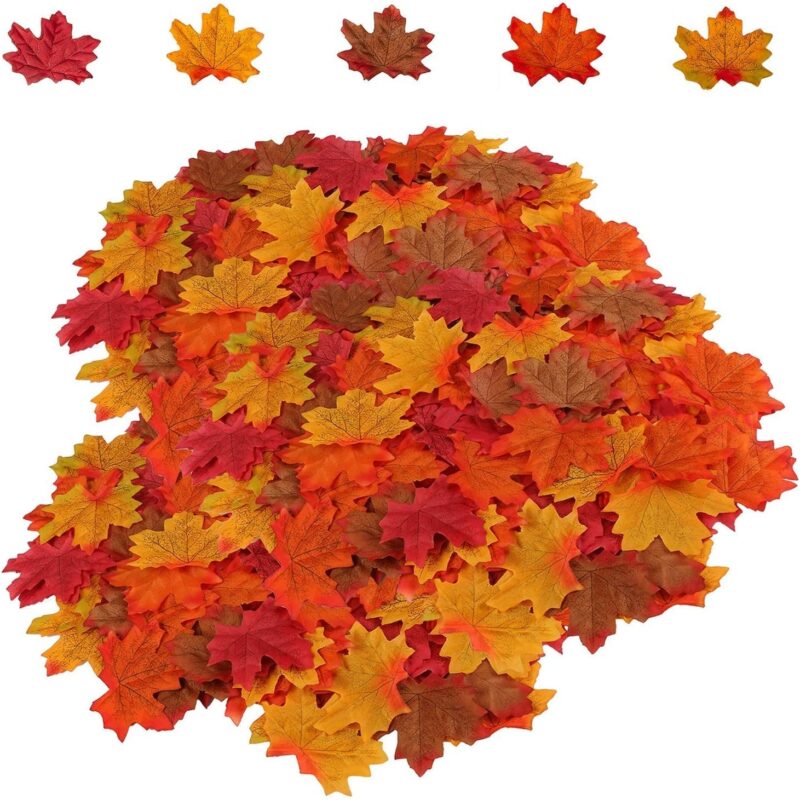 Set 500 de frunze artificiale pentru toamna, SUNMOSTAR, Poliester, Multicolor