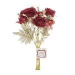 Buchet 4 trandafiri cu floare de camp artificiale PAMI, F1021-79, 23cm Rosu