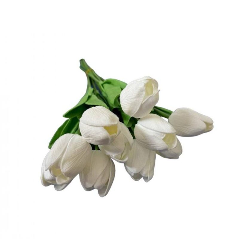 Buchet 10 lalele din silicon, Albe