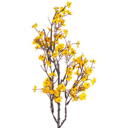 Ramura decorativa artificiala, 50cm, Galben/Maro