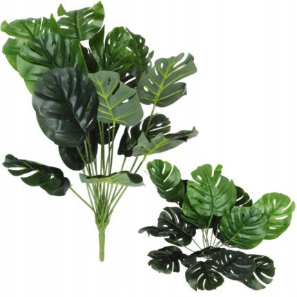 Frunze de monstera, buchet artificial, 18 tulpini, 55 cm