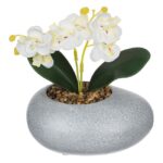 Ghiveci Flori Decorativ cu Floare Orhidee Artificiala 14x12x18cm