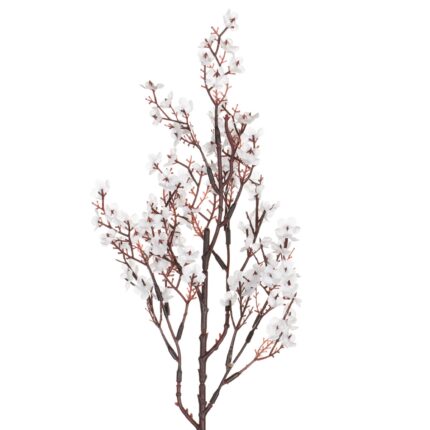 Ramura decorativa artificiala cires, 50cm, Alb