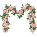Set 3 ghirlande Artificiale, Gherghef cu Flori de Trandafiri, Decorativ pentru Nunta si Gradina, Multicolor, 200cm