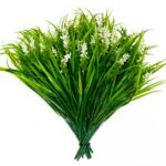 Set 8 Buchete Flori Artificiale Lavanda, ARKOTEX, Rezistente UV, Plastic, Alb, 35cm Inaltime