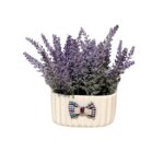 Ghiveci ceramic cu buchet de flori lavanda artificiala 12 cm
