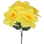 Flori artificiale, Stofa, 5 Crengute, 32 cm, Galben