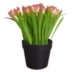 Aranjament floral artificial, in ghiveci, Naimeed D4953, Rosu, 19cm