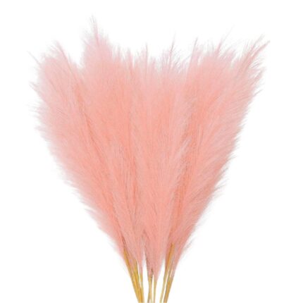 Set de 10 bucati de iarba pampas artificiala, Edibazzar, Roz, 55cm