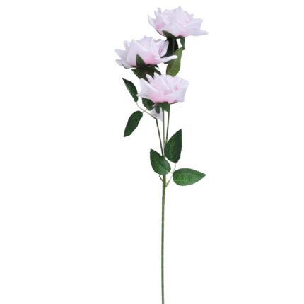 Buchet flori artificiale cu 3 flori, PrzydaSie, Roz deschis, 64cm