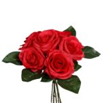 Buchet de 6 trandafiri artificiali rosii, inaltime 27 cm