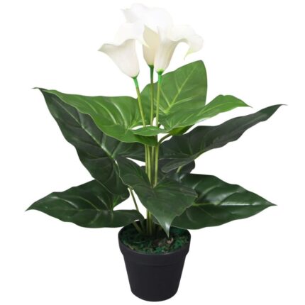 Planta artificiala Crin in ghiveci, vidaXL, Plastic, 45 cm, Alb