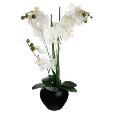 Orhidee artificiala in ghiveci, Alb, 50 cm