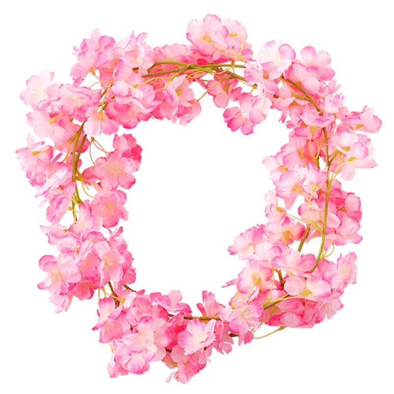 Ghirlanda cu flori artificiale de cires Japonez inflorit, culoare roz, inaltime 175 cm