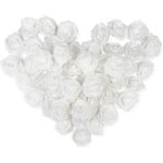 Set 50 Flori artificiale, trandafiri, GOGOU®, material PE, 8 cm, Alb