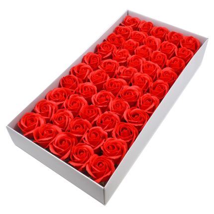 Set 50 trandafiri de sapun ornamentali, parfumati, atingere reala, rosu, 5cm, 25-4, Ambalaje Flori Online