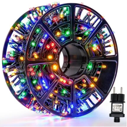 Instalatie de craciun liniara SIKS® interior/exterior, rola 100m, 8 jocuri de lumini, multicolor