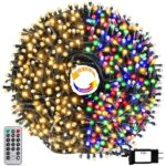 Instalatie Luminoasa De Craciun Liniara 2 in 1 SIKS Alb Cald Si Multicolora, 40 Metri, 200 Led-uri, Pentru Interior Si Exterior, 11 Jocuri De Lumini, Cu Control Din Telecomanda, Alimentare la Priza