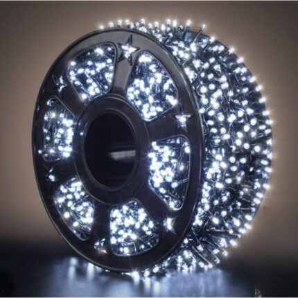 Instalatie De Craciun Eliandeco ®, Tip Rola, Pentru Interior/Exterior, Lungime 20 m, 8 Moduri De Lumini, Alimentare Priza 220V/50Hz, LED, Protectie IP44, Alb Rece